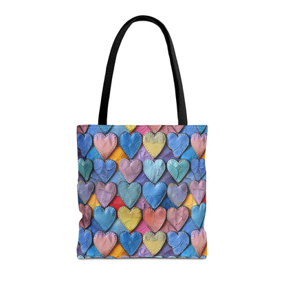 Color Pop Leather Hearts Canvas Tote Bag