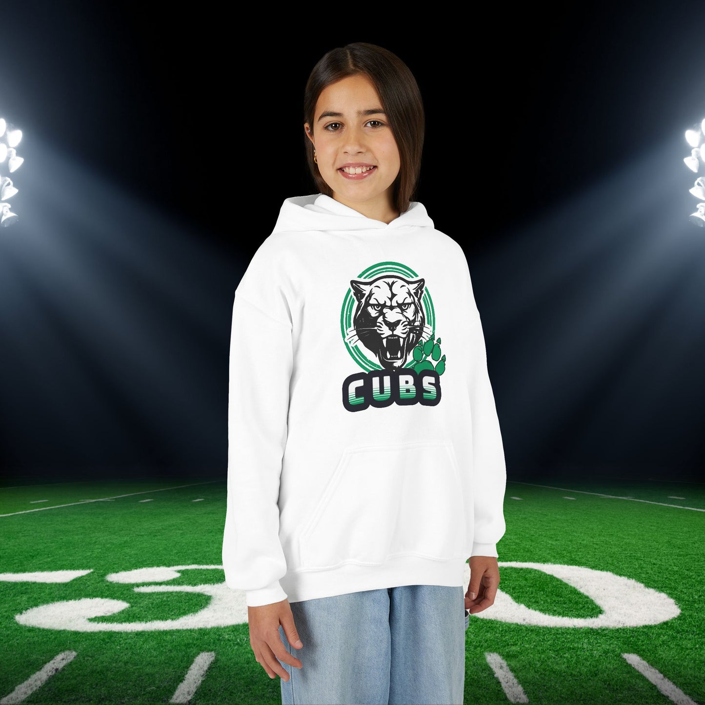 Cubs Circle Mascot Youth Heavy Blend Hoodie