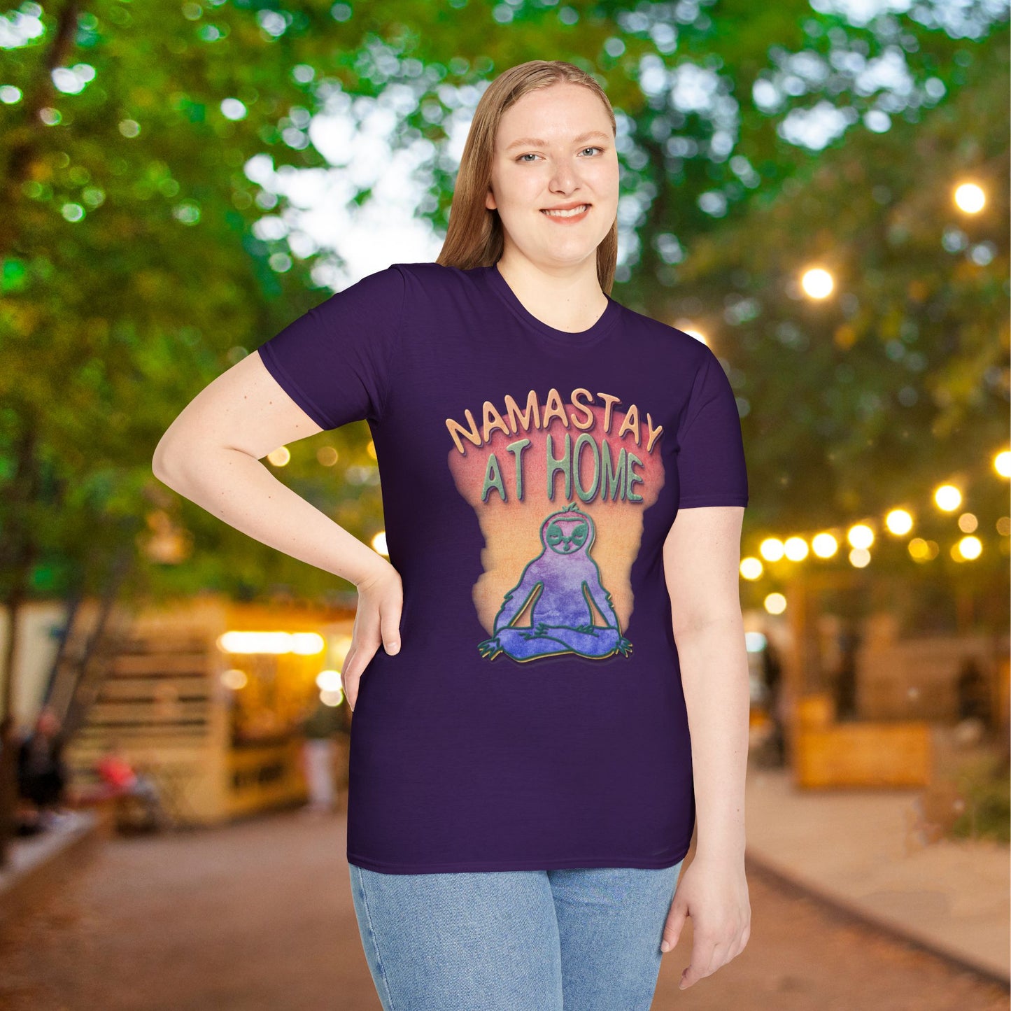Namastay At Home Adult T-shirt