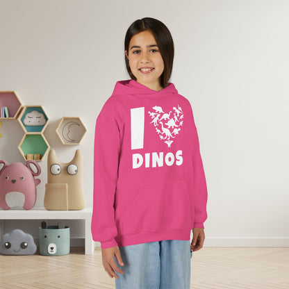 I Love Dinos (Dino Heart) Youth Heavy Blend Hoodie