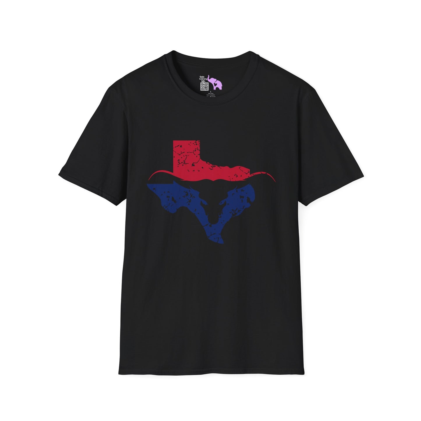 Red & Blue Texas Longhorn Adult Tshirt