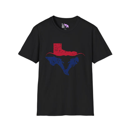 Red & Blue Texas Longhorn Adult Tshirt