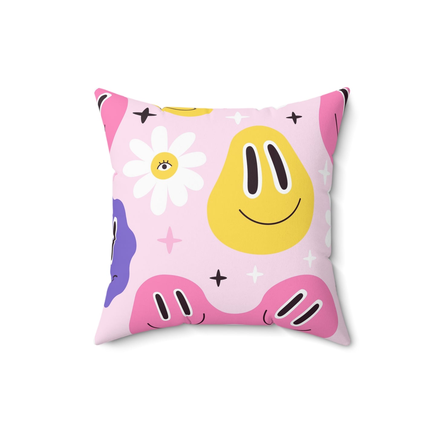 Whimsical Smiley Faces Throw Pillow