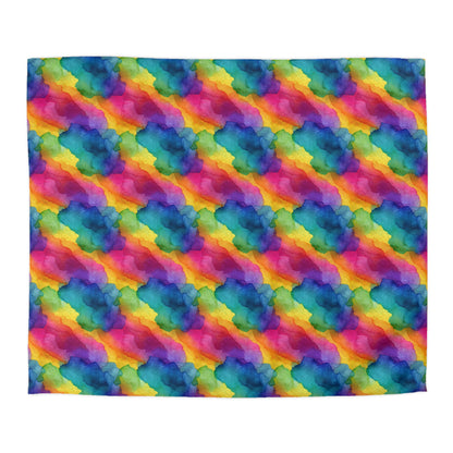 Rainbow Watercolors Microfiber Duvet Cover