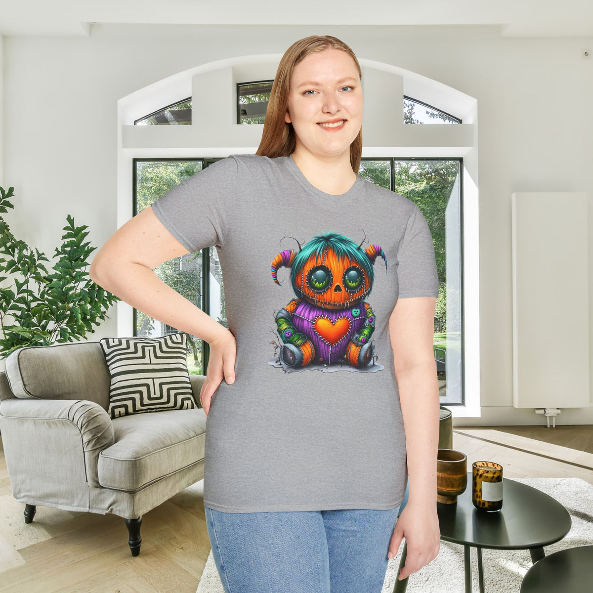 Patchwork Pumpkin Heart Adult T-shirt