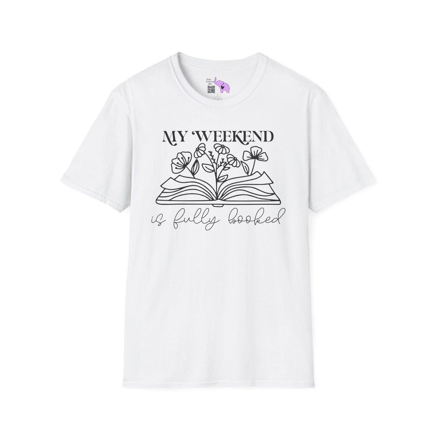 My Weekend Is Fully Booked (Flowers, Open Book) Adult T-shirt