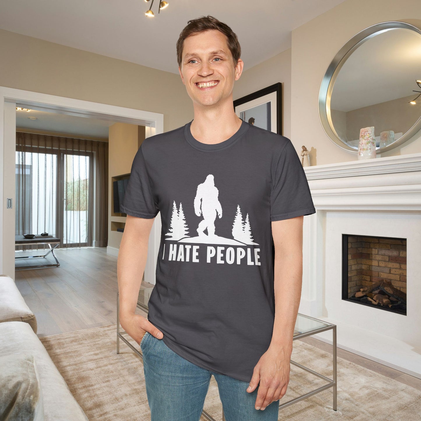 Bigfoot: I Hate People Adult T-shirt