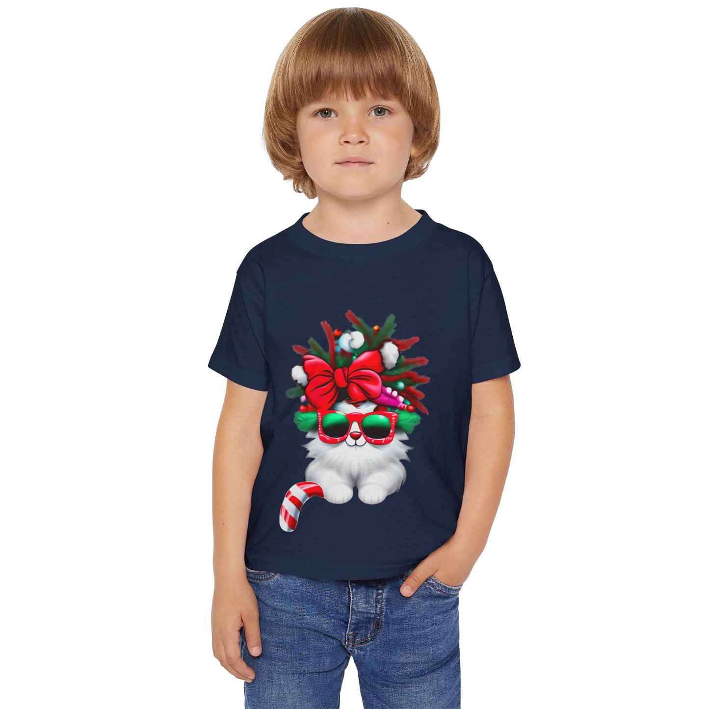 White Candy Cane Kitten Heavy Cotton™ Toddler T-shirt