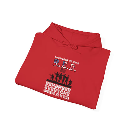 RED Fridays Remember Everyone Deployed Silhouette Heavy Blend™ Hooded Sweatshirt