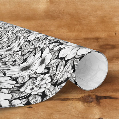 Black & White Forget-Me-Nots Gift Wrap for All Occasions