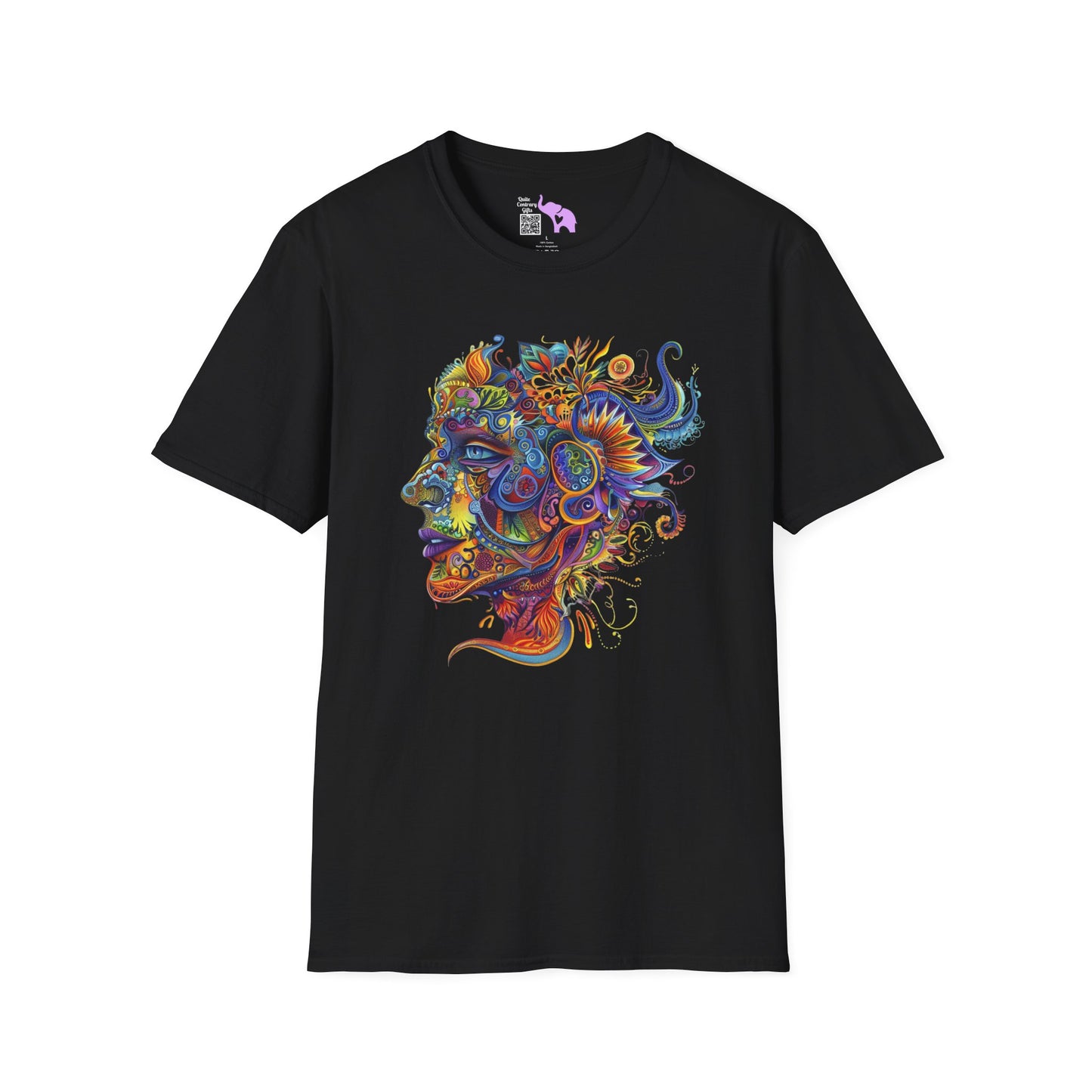 Colorful Paisley Woman Profile Adult T-shirt