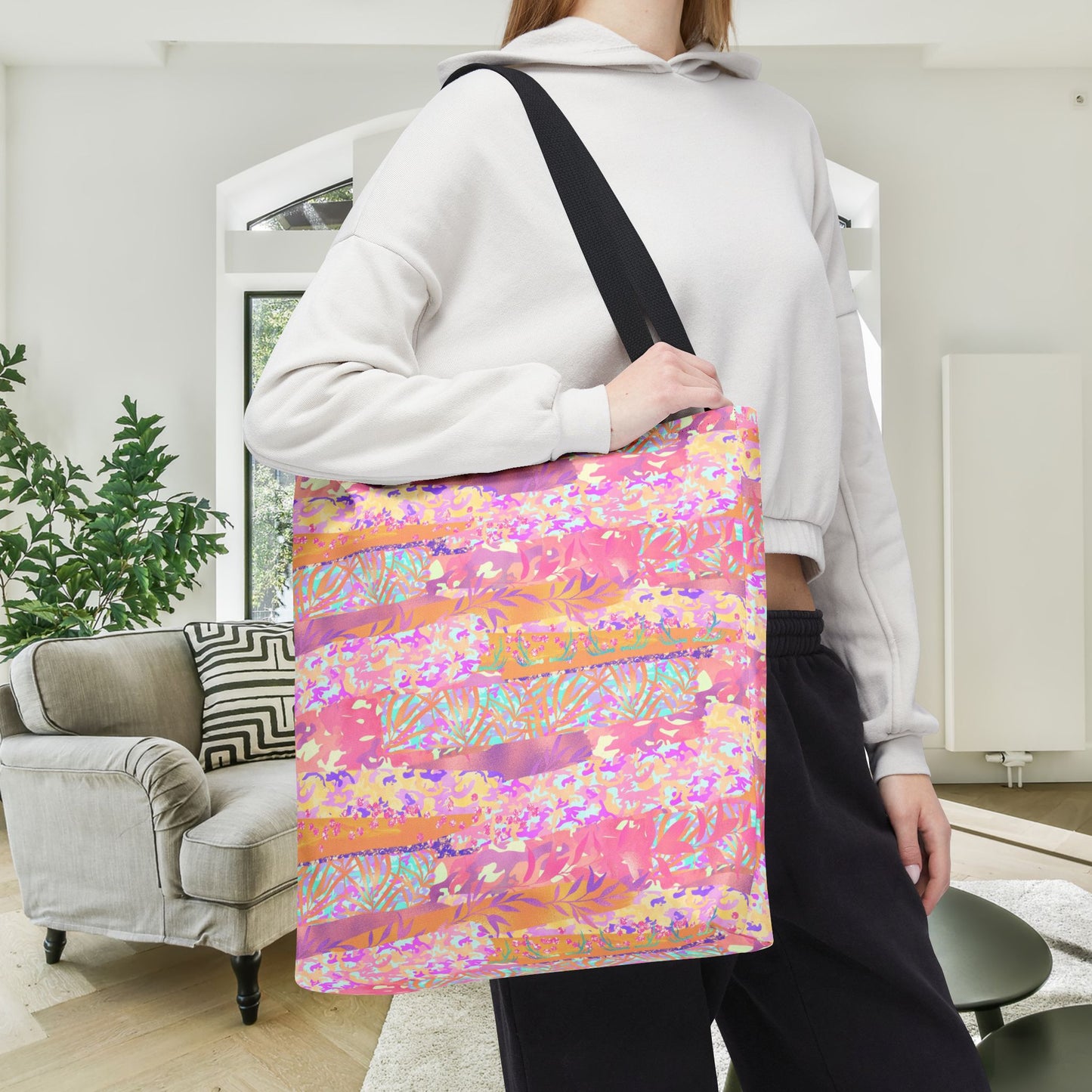 Wild Tropic Collage Canvas Tote Bag