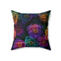 Neon Whisper Blooms Throw Pillow