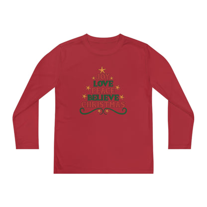 Joy Love Peace Believe Christmas Youth Long Sleeve Tee