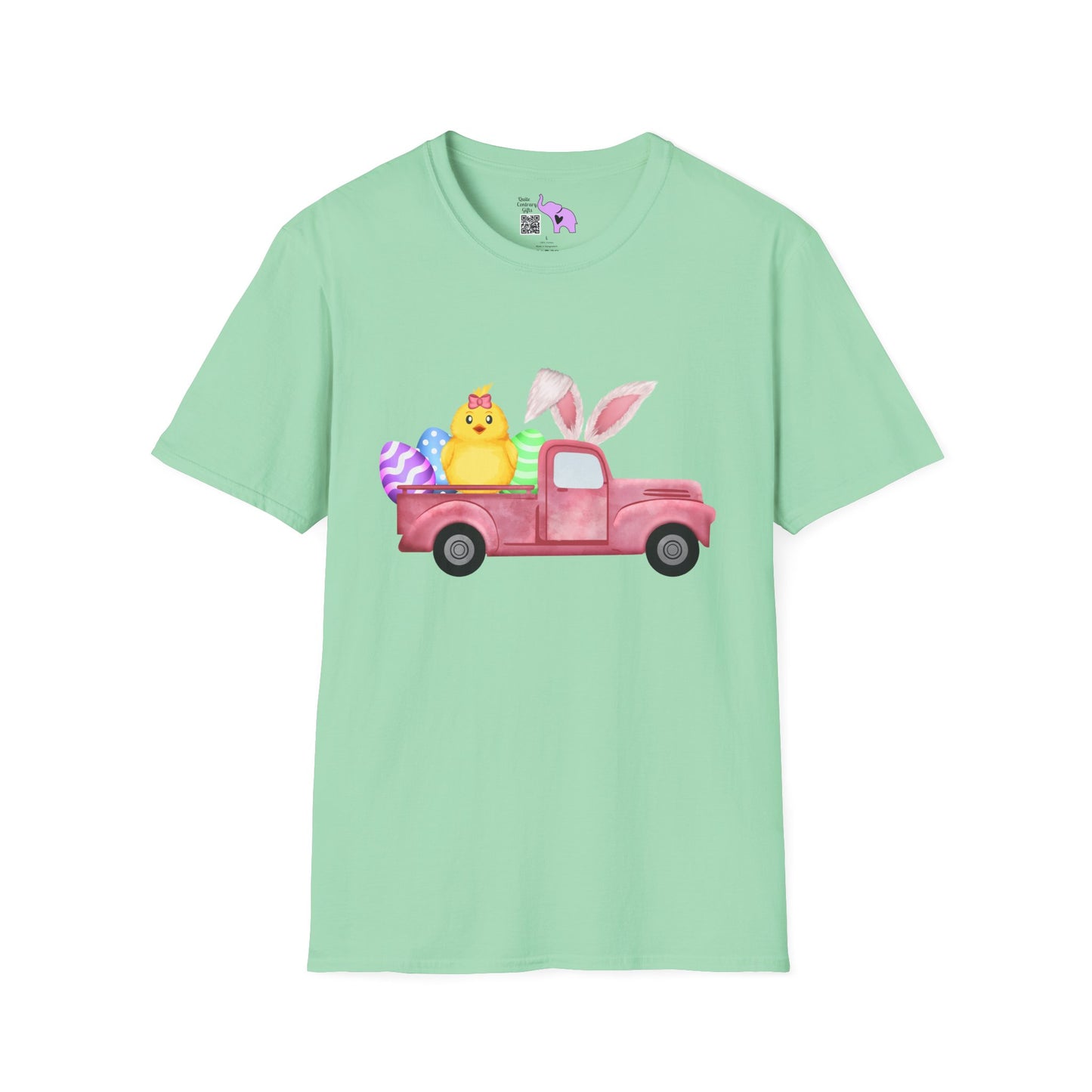 Easter Chick & Eggs In Vintage Truck Adult T-shirt