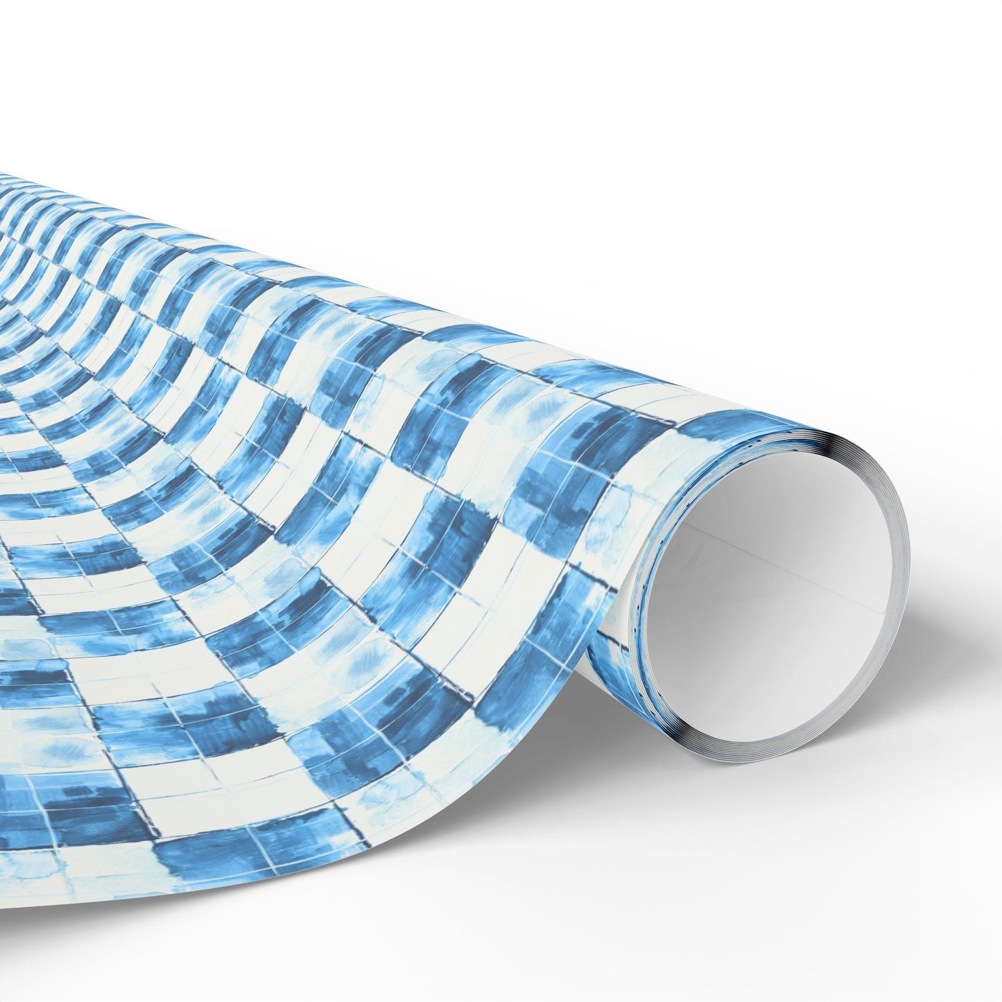 Cozy Blue Checkered Wrapping Paper