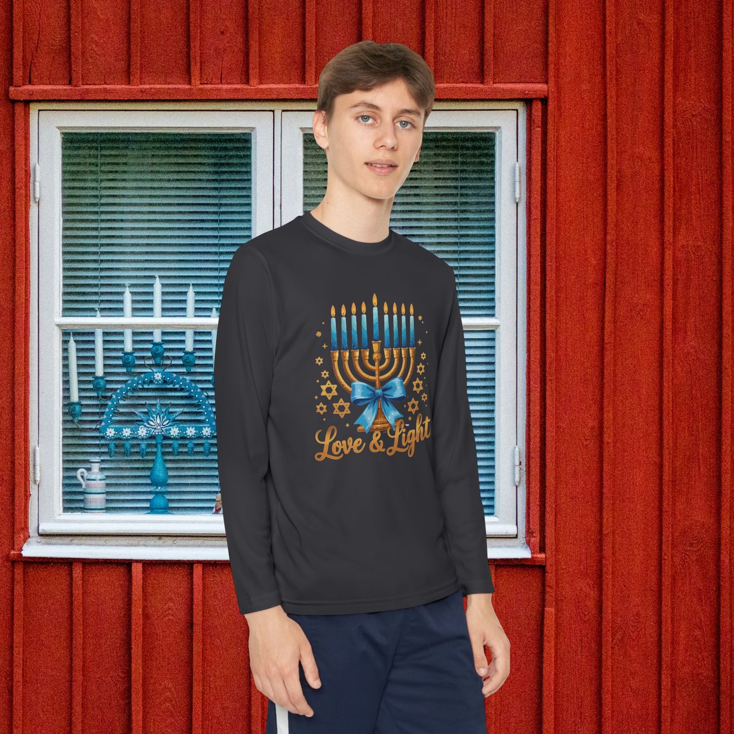 Love & Light Menorah Youth Long Sleeve Tee