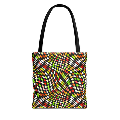 Warped Yellow/Green Checkered Canvas Tote Bag