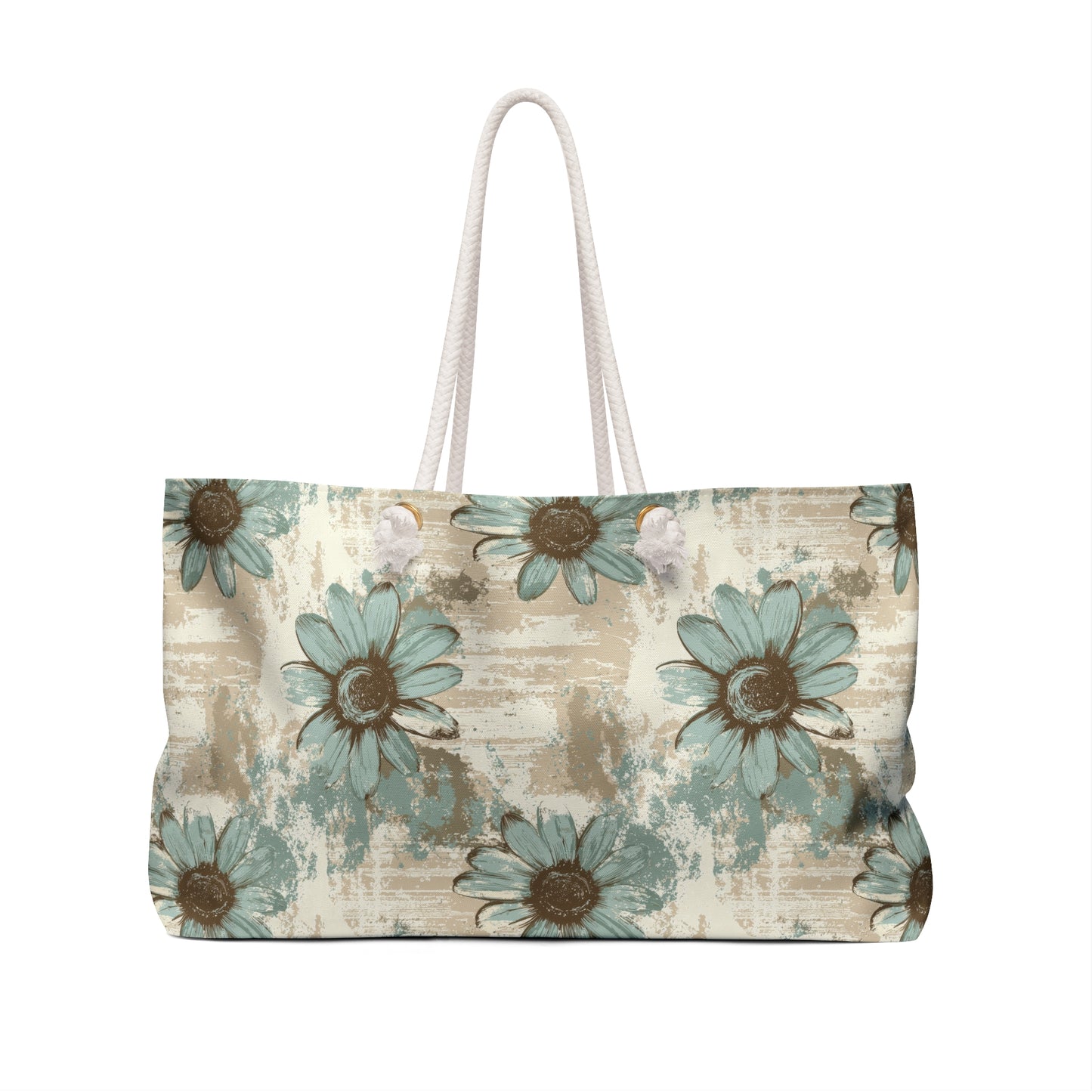 Rustic Teal Daisy Weekender Bag
