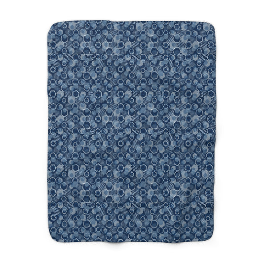 Blue Hexagons Sherpa Fleece Blanket