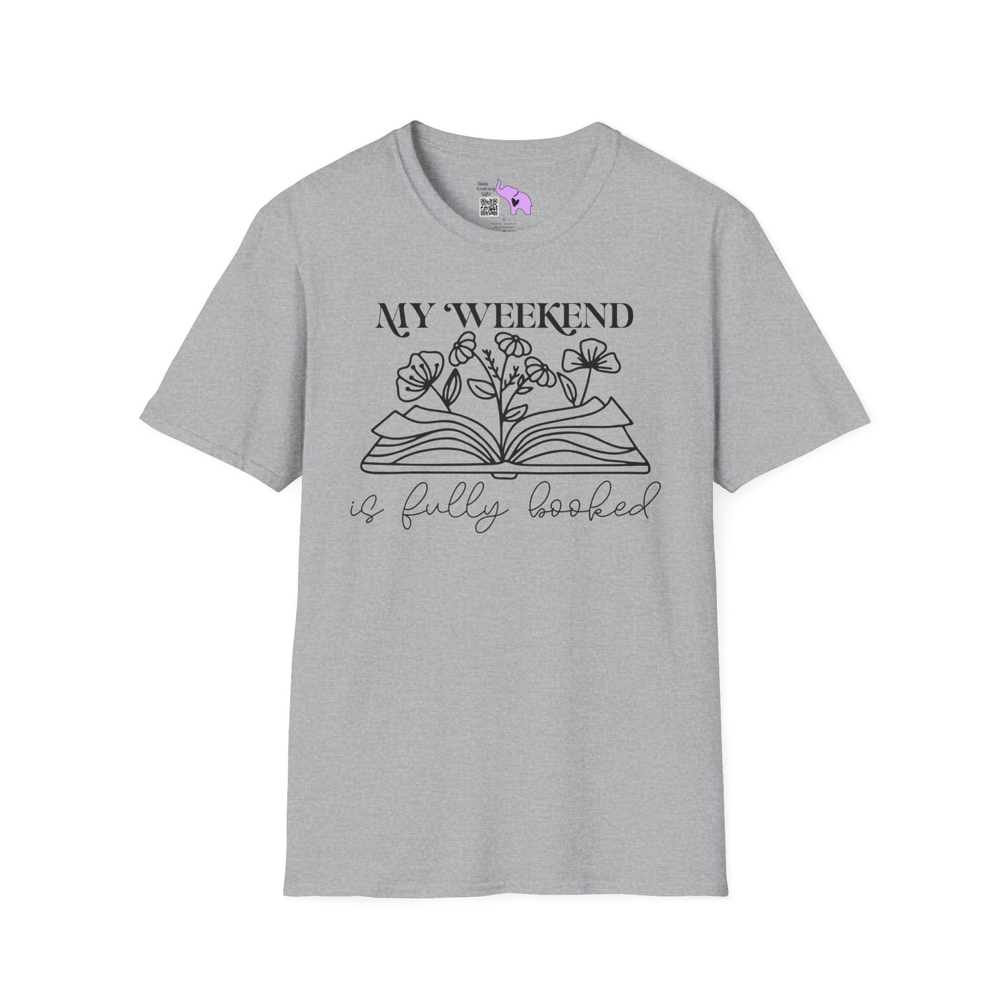 My Weekend Is Fully Booked (Flowers, Open Book) Adult T-shirt