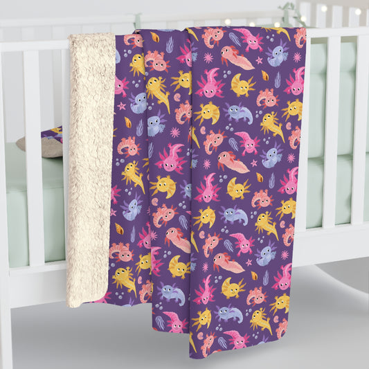Axolotl Adventures Sherpa Fleece Blanket