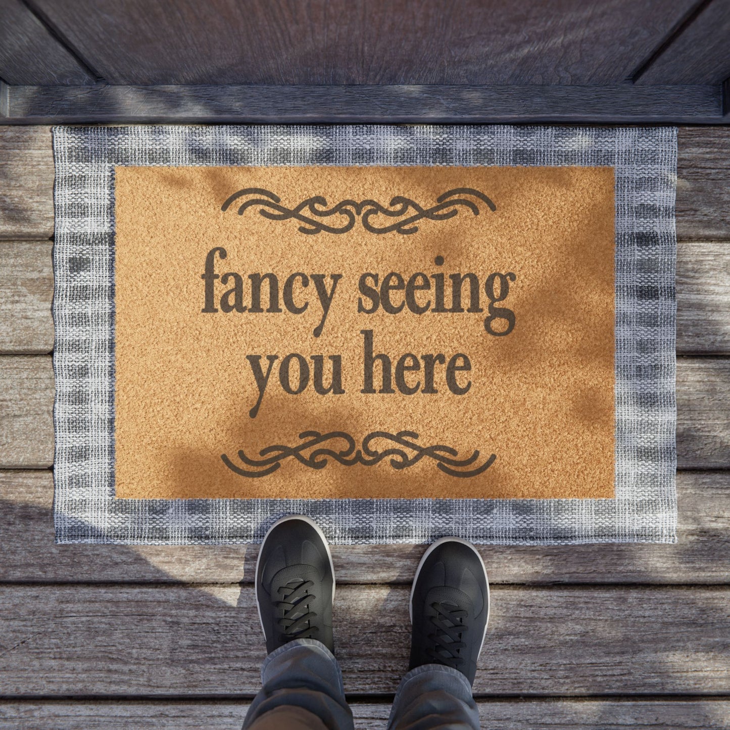 Fancy Seeing You Here Coconut Fiber Doormat