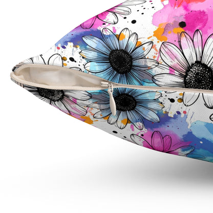 Watercolor Daisy Dream Throw Pillow