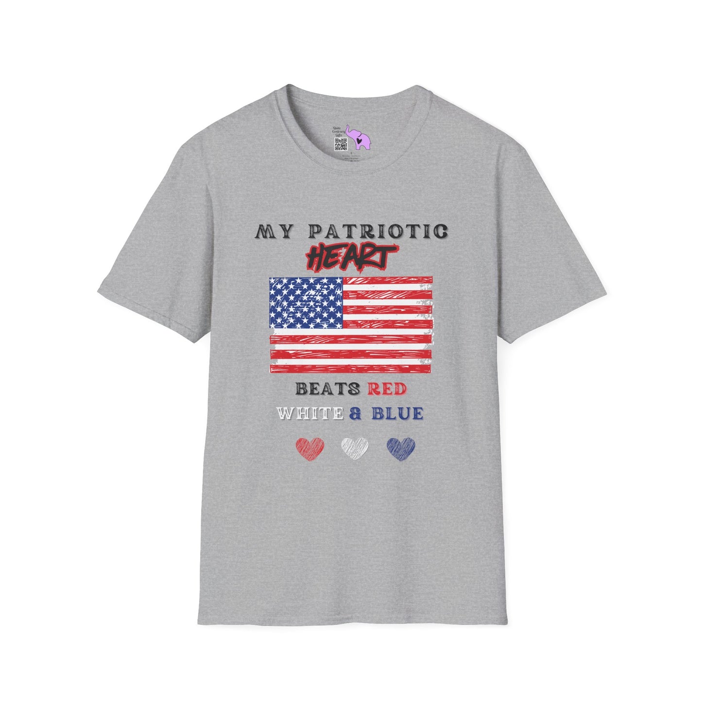My Patriotic Heart Bleeds Red White & Blue Adult T-shirt