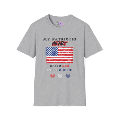 My Patriotic Heart Bleeds Red White & Blue Adult T-shirt