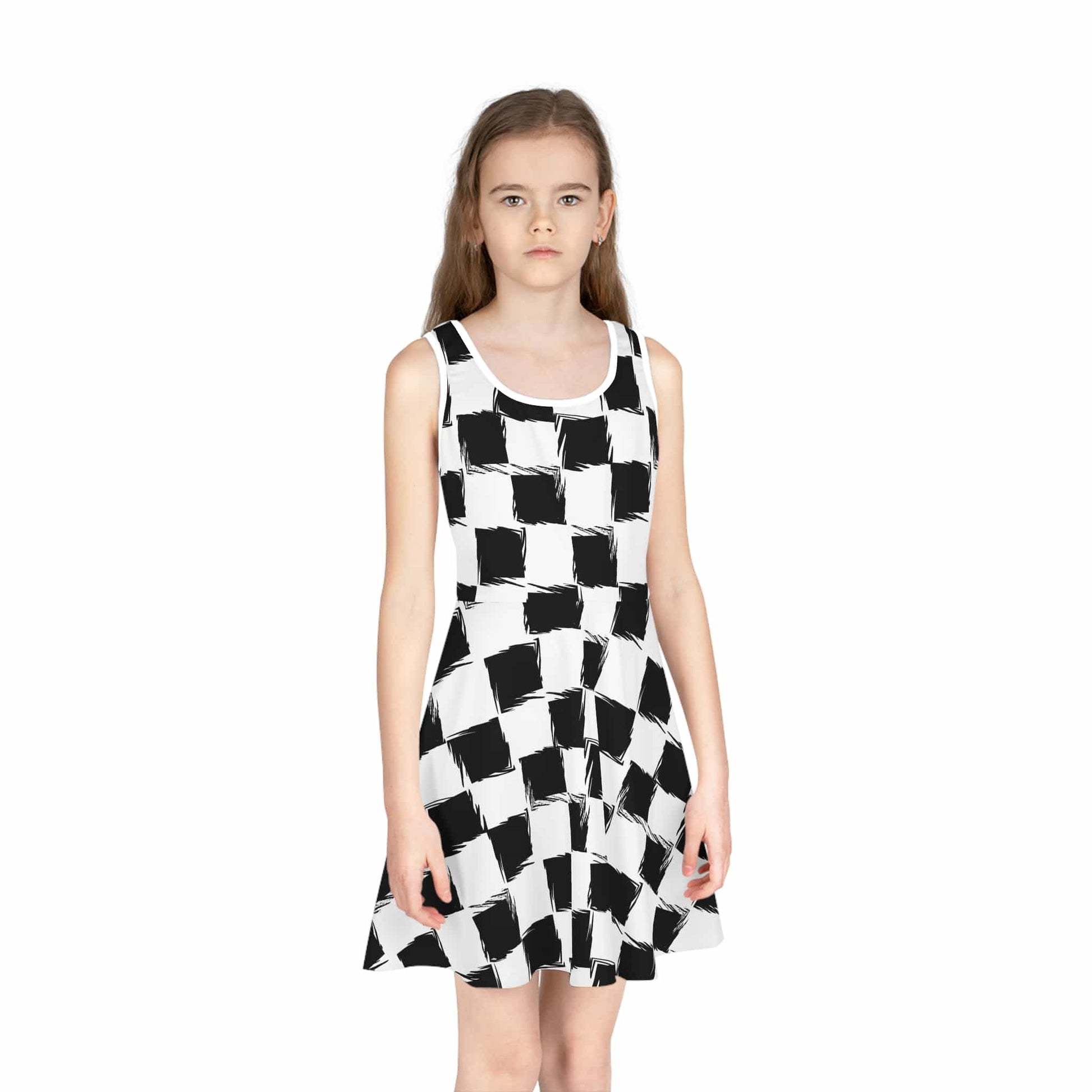 Distorted Check Girls' Sleeveless Sundress