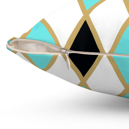 Teal/White Harlequin Throw Pillow