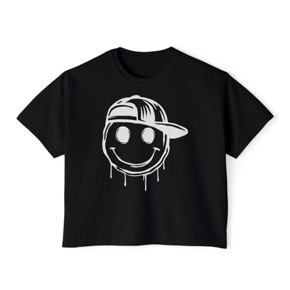 Melty Smiley Face w/Hat Women's Boxy Tee