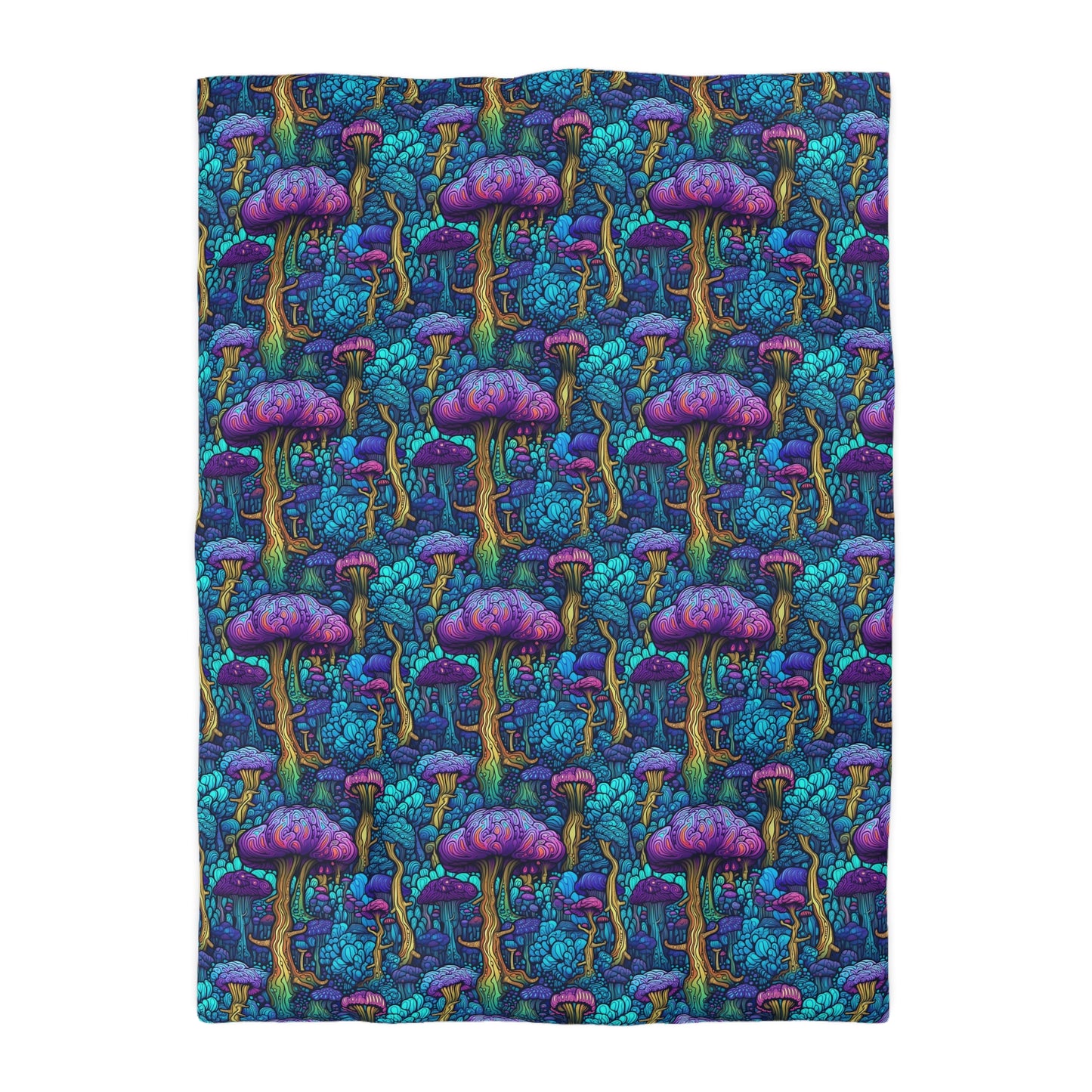 Trippy Purple Mushrooms Microfiber Duvet Cover