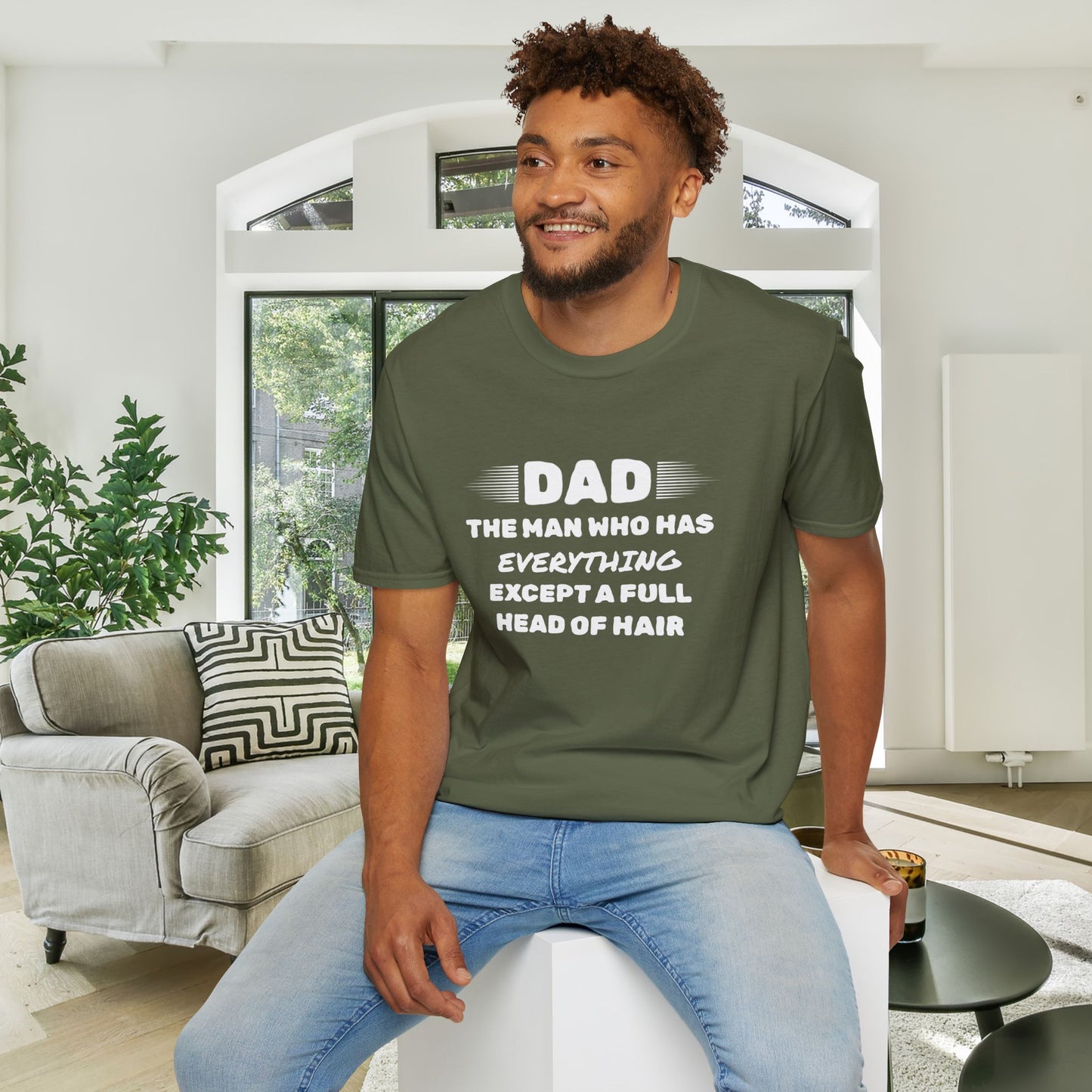 Dad-The Man Who Has Everything Except A Full Head Of Hair Adult T-shirt