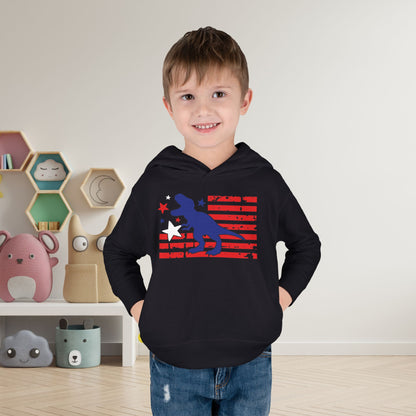 Distressed Patriotic T-Rex Toddler Hoodie