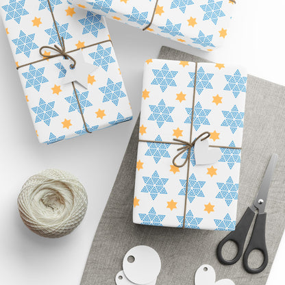 Blue/Gold Star of David Hanukkah Wrapping Paper
