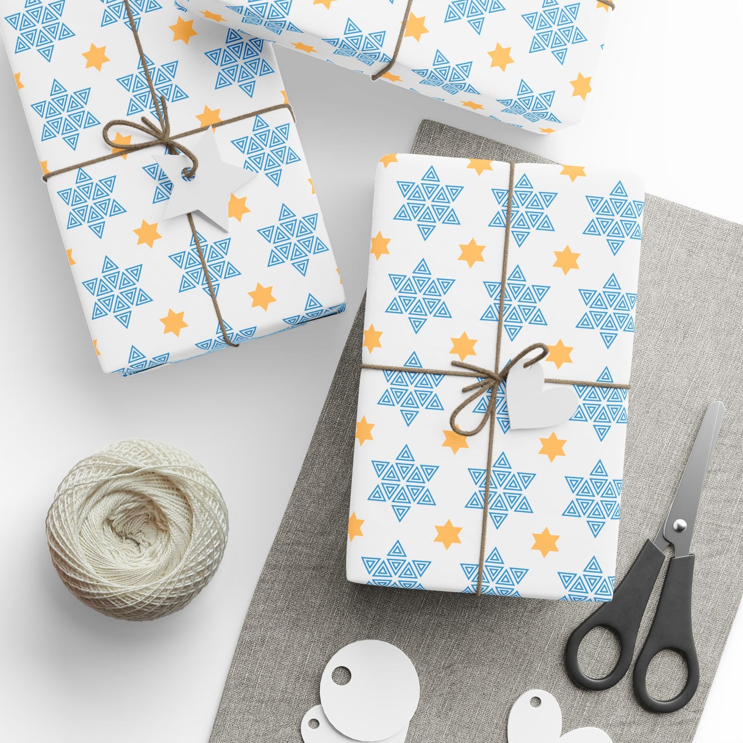 Blue/Gold Star of David Hanukkah Wrapping Paper