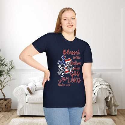 Blessed Is The Nation Whose God Is The Lord Adult T-shirt