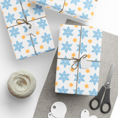 Blue/Gold Star of David Hanukkah Wrapping Paper