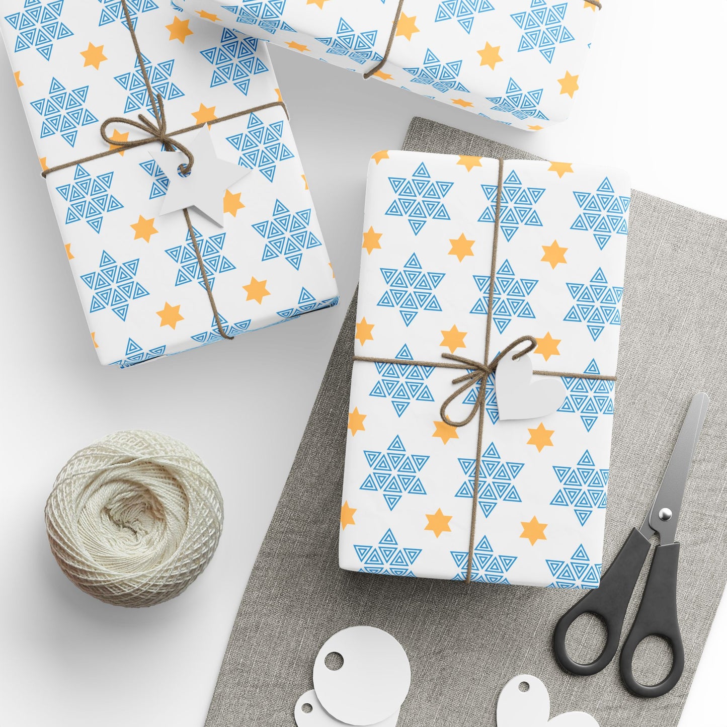 Blue/Gold Star of David Hanukkah Wrapping Paper