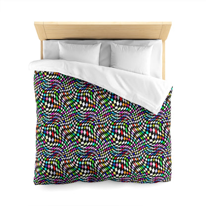Warped Colorful Checkered Microfiber Duvet Cover