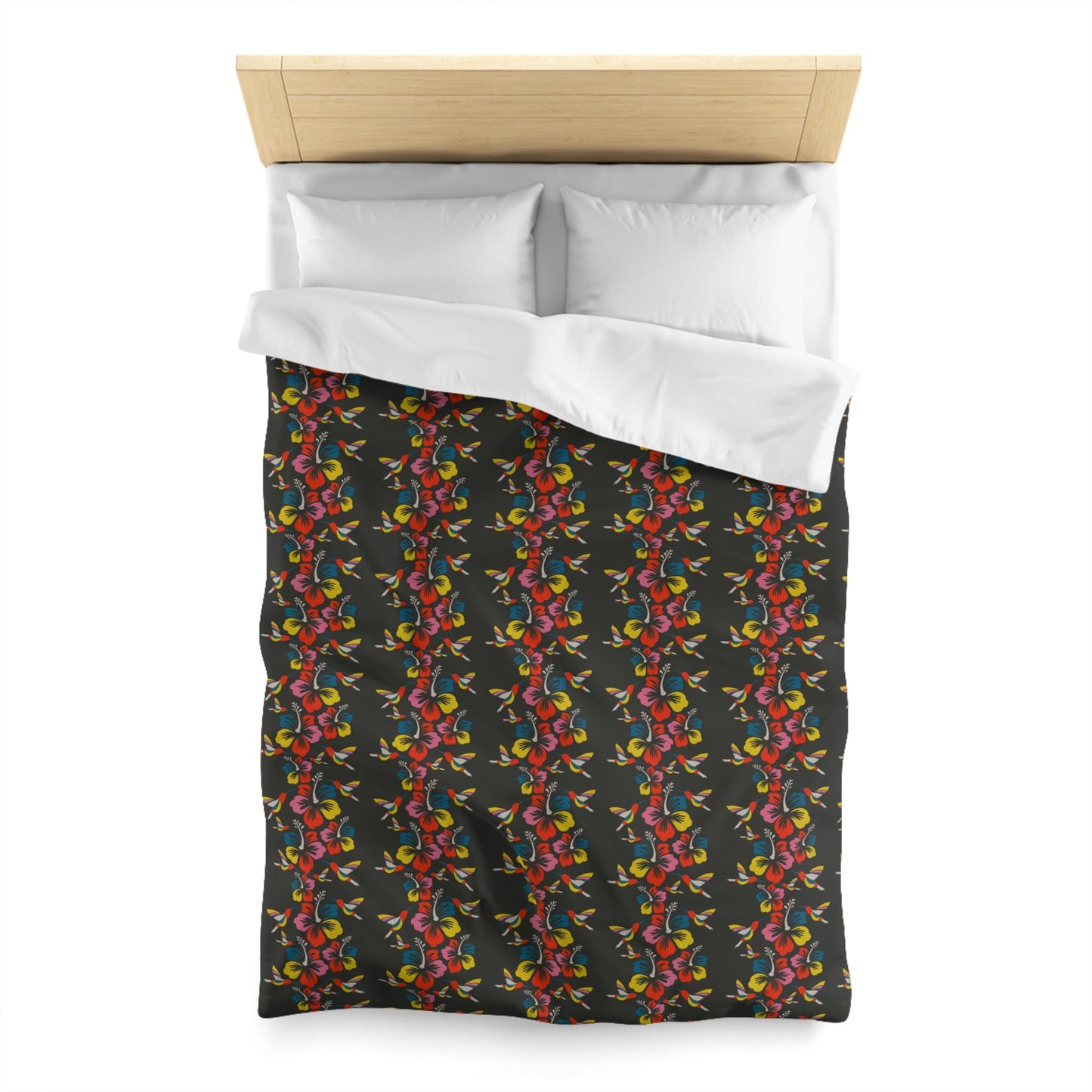 Hummingbirds & Hibiscus Flowers Microfiber Duvet Cover
