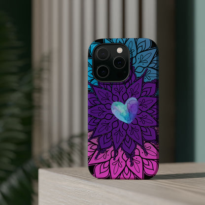 Colorful Mandala w/Heart MagSafe® Compatible Tough Case for iPhone