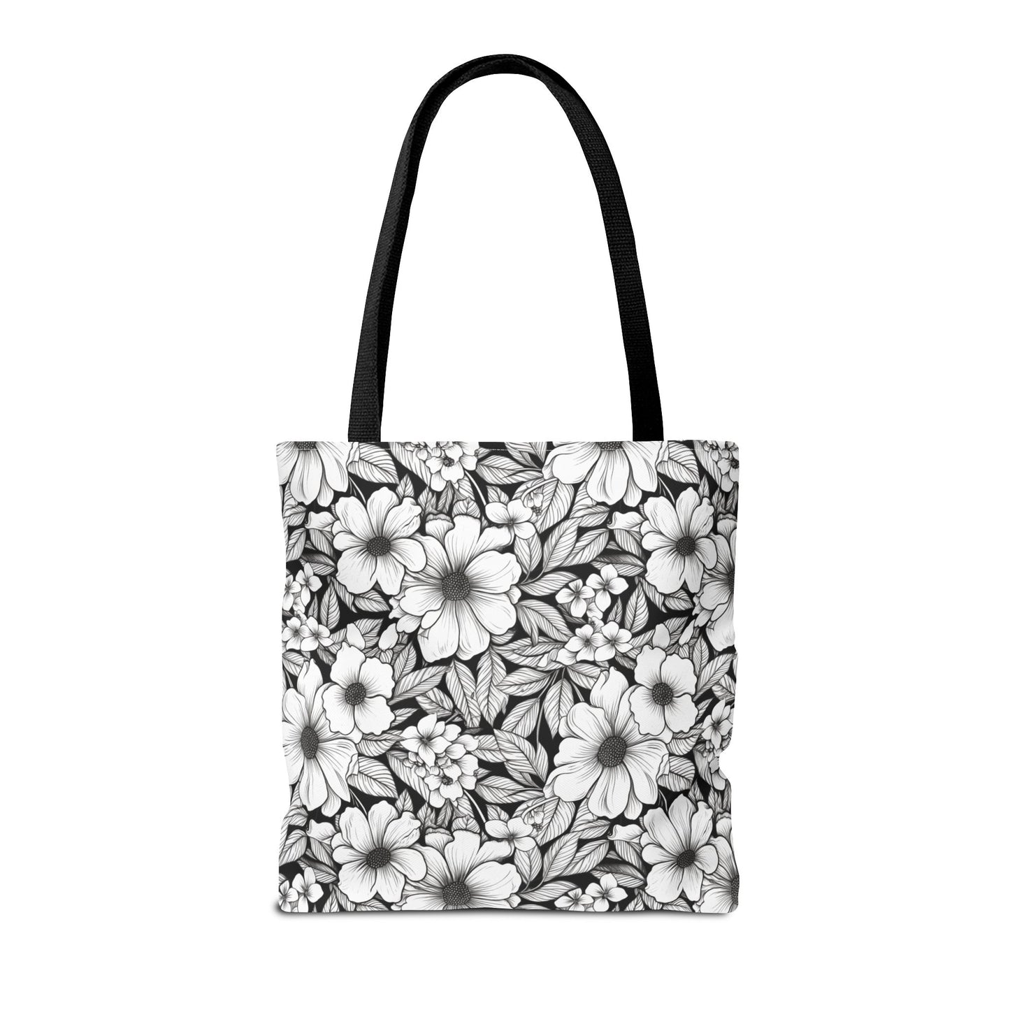 Black & White Forget-Me-Nots Canvas Tote Bag