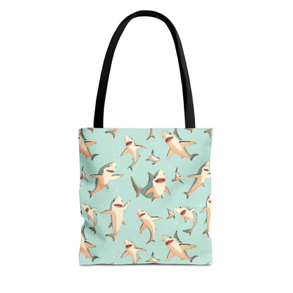 Aquamarine Sharks Canvas Tote Bag
