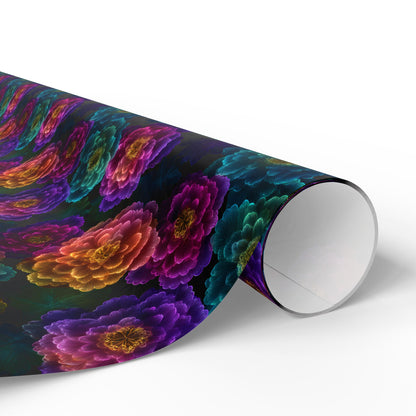 Neon Whisper Blooms Wrapping Paper