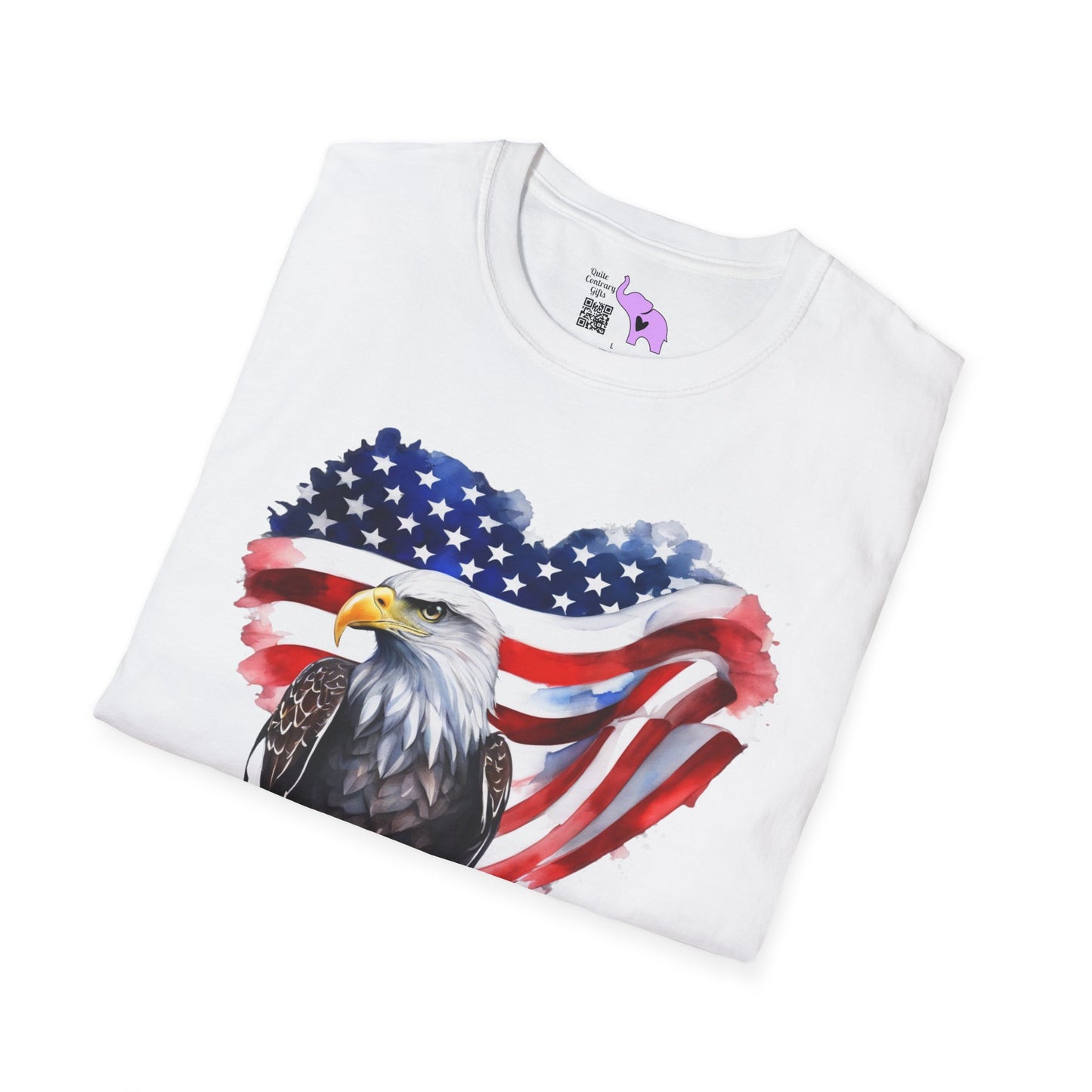 American Flag Heart w/Eagle Adult T-shirt