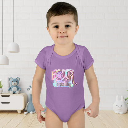 Pastel Wild One Milestone Baby Bodysuit-Four Months