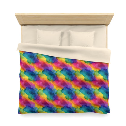 Rainbow Watercolors Microfiber Duvet Cover
